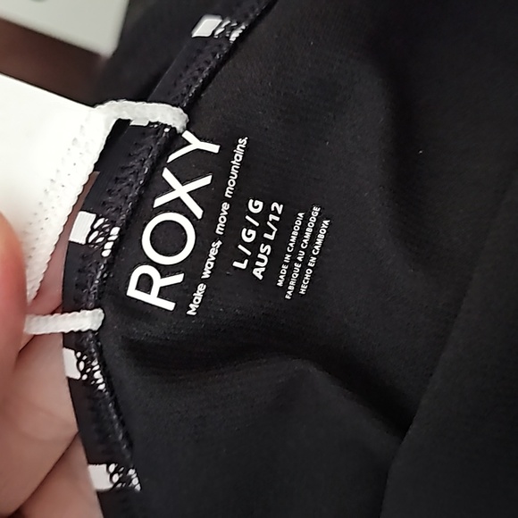 Roxy PT Beach Classics Bikini Swim Bottoms Tie Side Black White Stripe - Picture 5 of 7